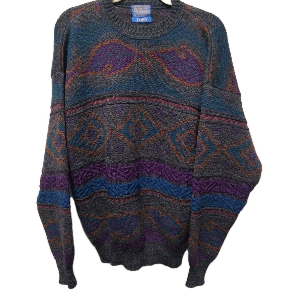 Vintage Pendleton LOBO Knitted Crew Neck Sweater Made In USA Size XL - Picture 2 of 11